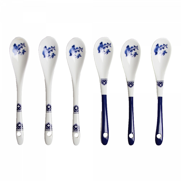 Set van 6 lepeltjes Delfts blauw